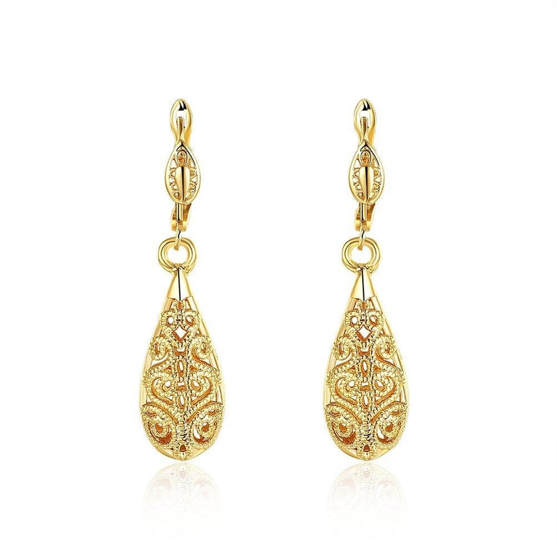 18K Gold Laser Cut Filigree Drop Earrings - Assorted Colors Jewelry Gold - DailySale