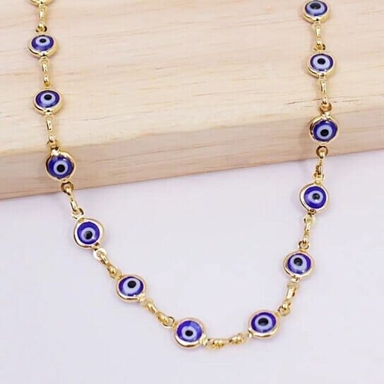 18k Gold Plated Blue Evil Eye Anklet Bracelets - DailySale