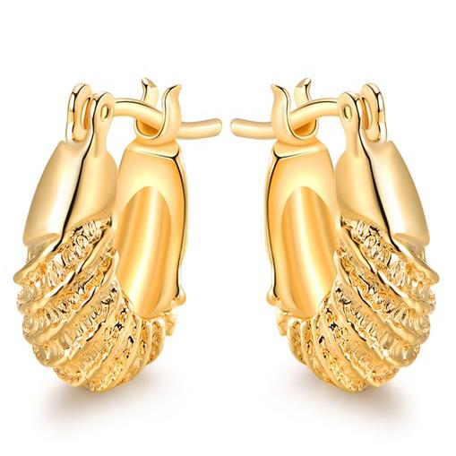 18k Gold Plated Carved Hoop Earrings Earrings - DailySale