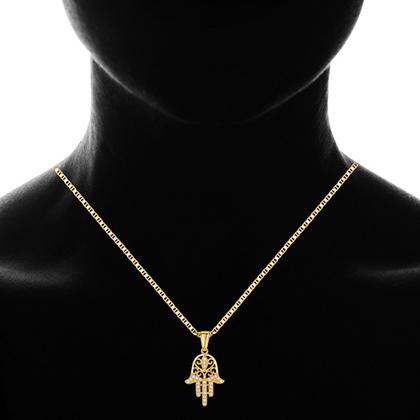 18K Gold Plated Crystal Hamsa Hand Pendant Jewelry - DailySale