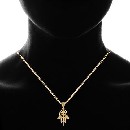 18K Gold Plated Crystal Hamsa Hand Pendant Necklaces - DailySale