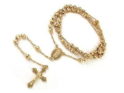 18K Gold Plated Diamond Cut Rosary Jewelry - DailySale