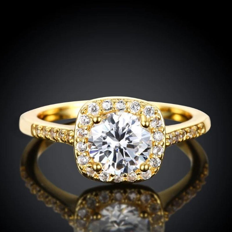 18K Gold-Plated Halo Ring Made with Swarovski Elements Jewelry - DailySale