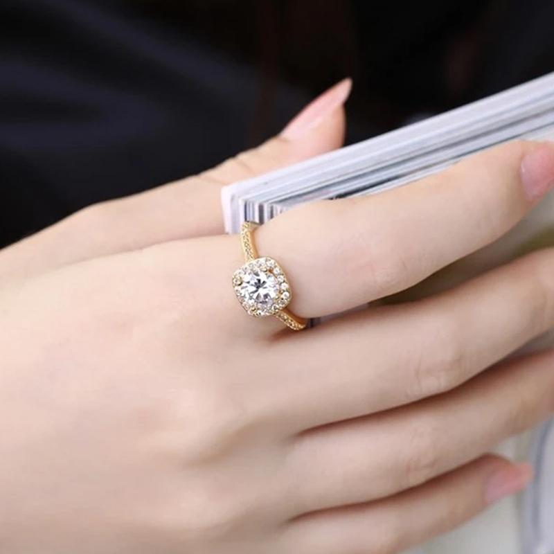 18K Gold-Plated Halo Ring Made with Swarovski Elements Jewelry - DailySale