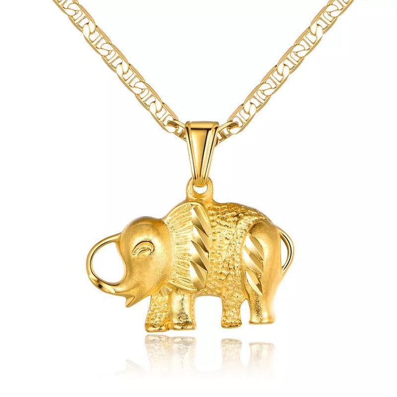18K Gold Plated Happy Elephant Pendant Necklace Necklaces 18" - DailySale