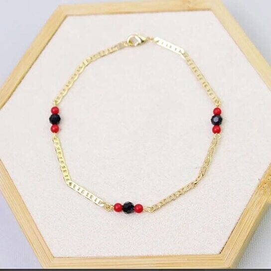 18k Gold Plated Mariner Azabachi Ankle Bracelet Bracelets - DailySale