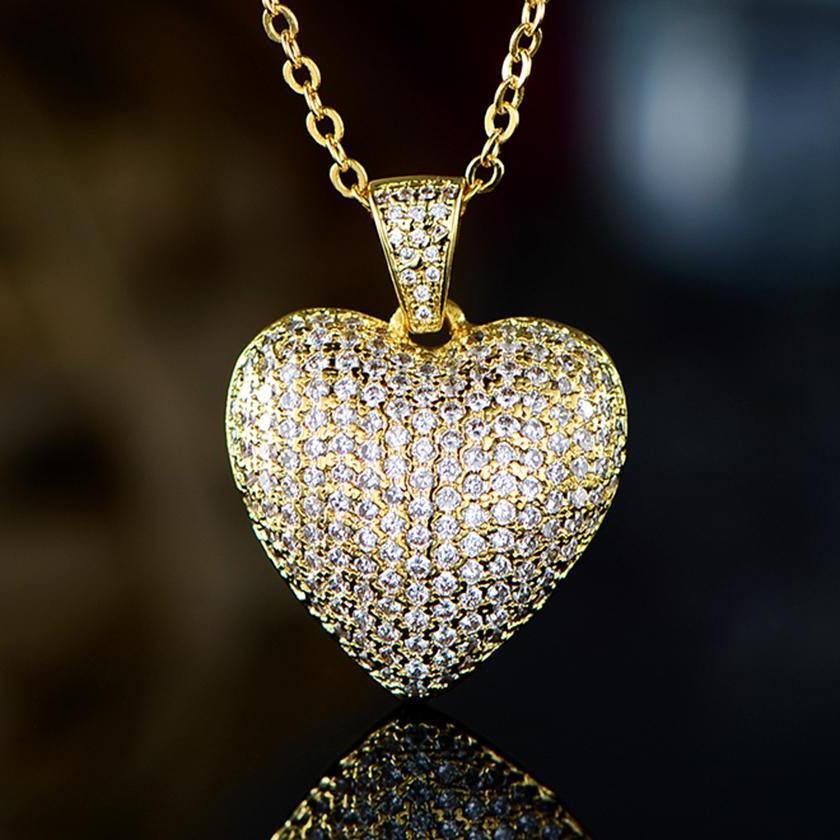 18k Gold Plated Puffed Heart Pendant Necklace Jewelry - DailySale