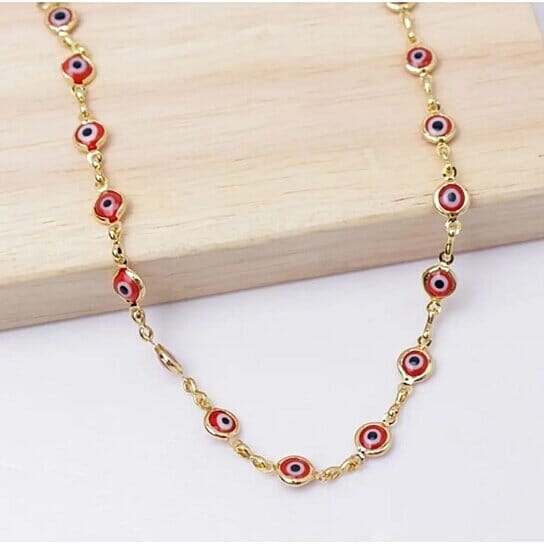 18k Gold Plated Red Evil Eye Anklet Bracelets - DailySale