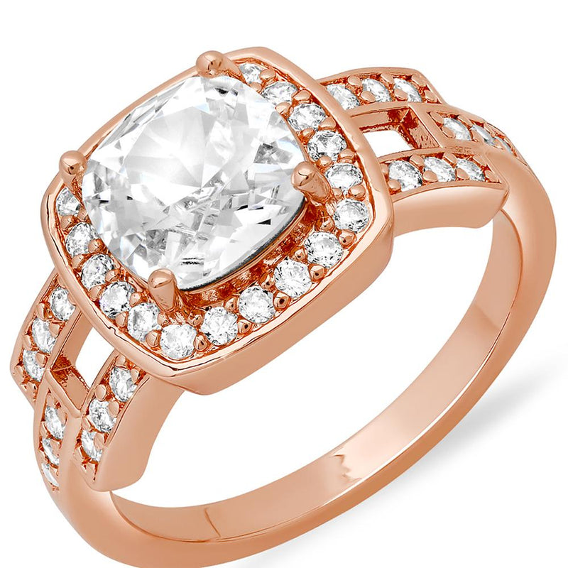 18KT Gold Engagement Ring Set Lab Diamond Solitaire Mesh 