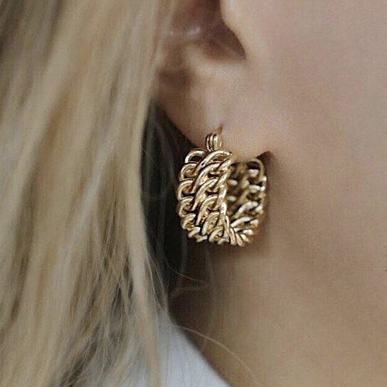 18K Gold Two-Row Chain Link Hoop Earrings Earrings - DailySale