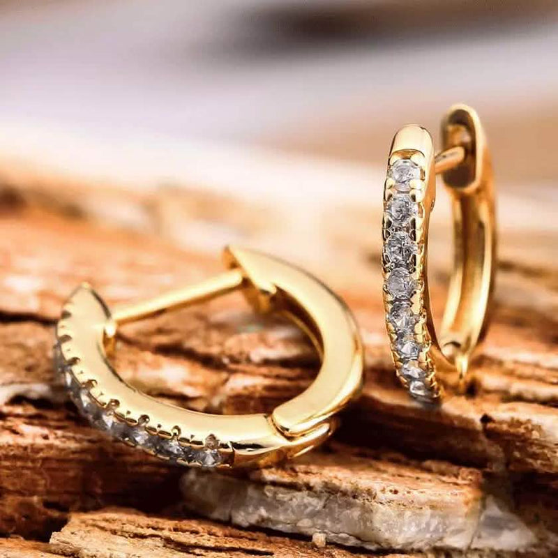 18k Huggie Earrings Made with Swarovski Crystal Earrings - DailySale