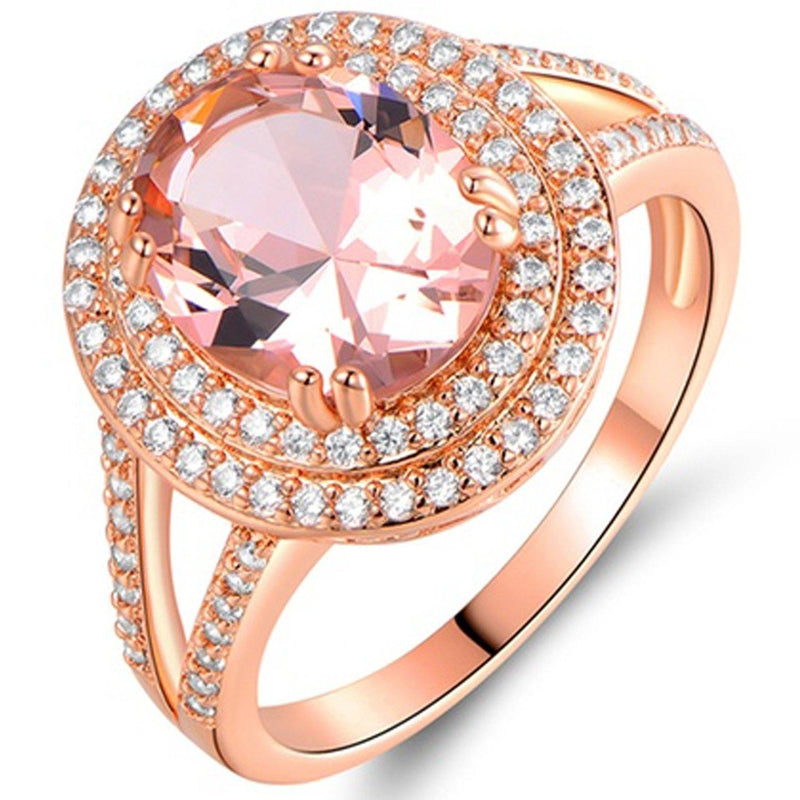 18K Rose Gold Oval-Cut Morganite Engagement Ring - Assorted Sizes Jewelry 5 - DailySale