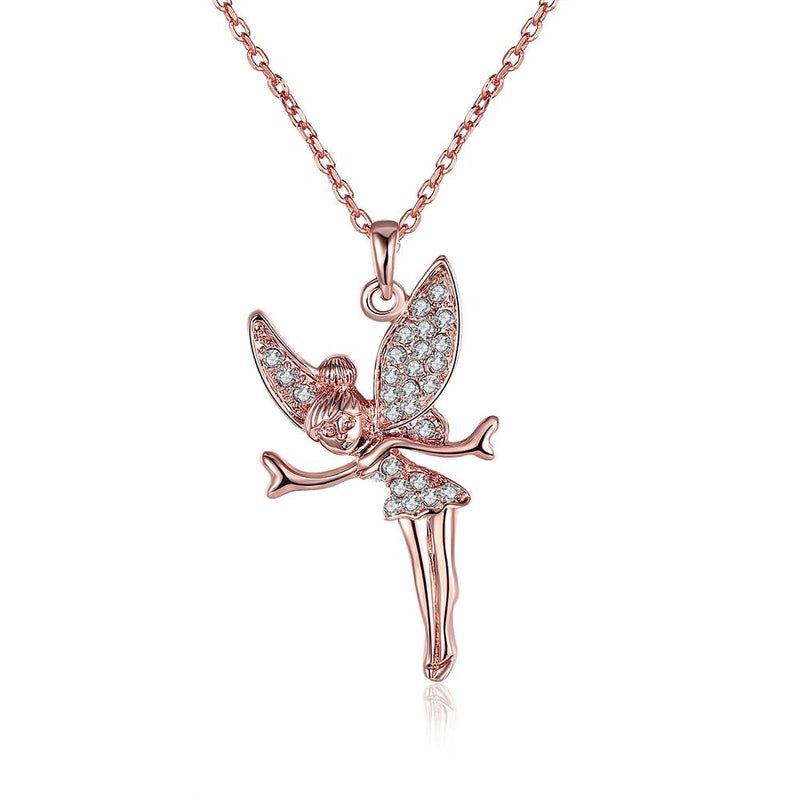18K Rose Gold Plated Swarovski Elements Flying Angel Necklace Necklaces - DailySale