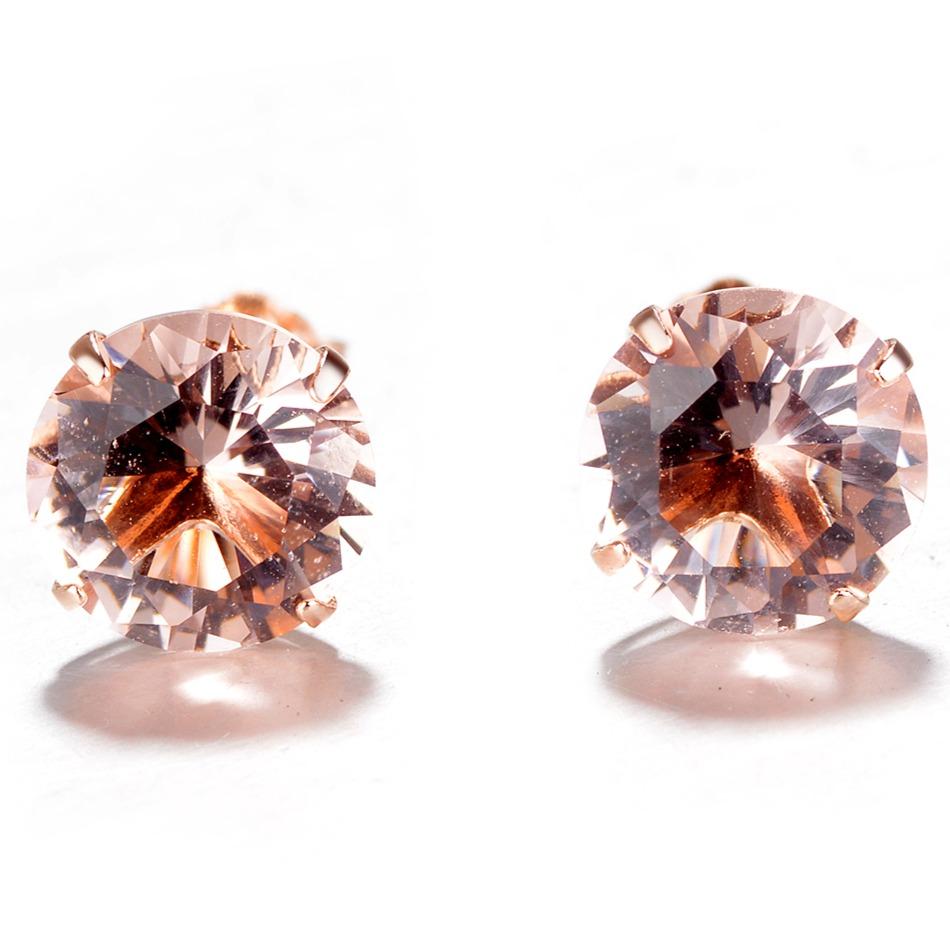 18K Rose Over Sterling Silver Genuine Morganite Stud Earrings Earrings - DailySale