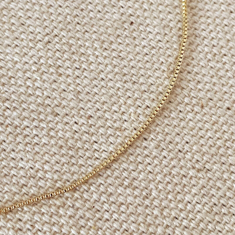 18K Solid Gold Box Chain Necklace Unisex Necklaces - DailySale