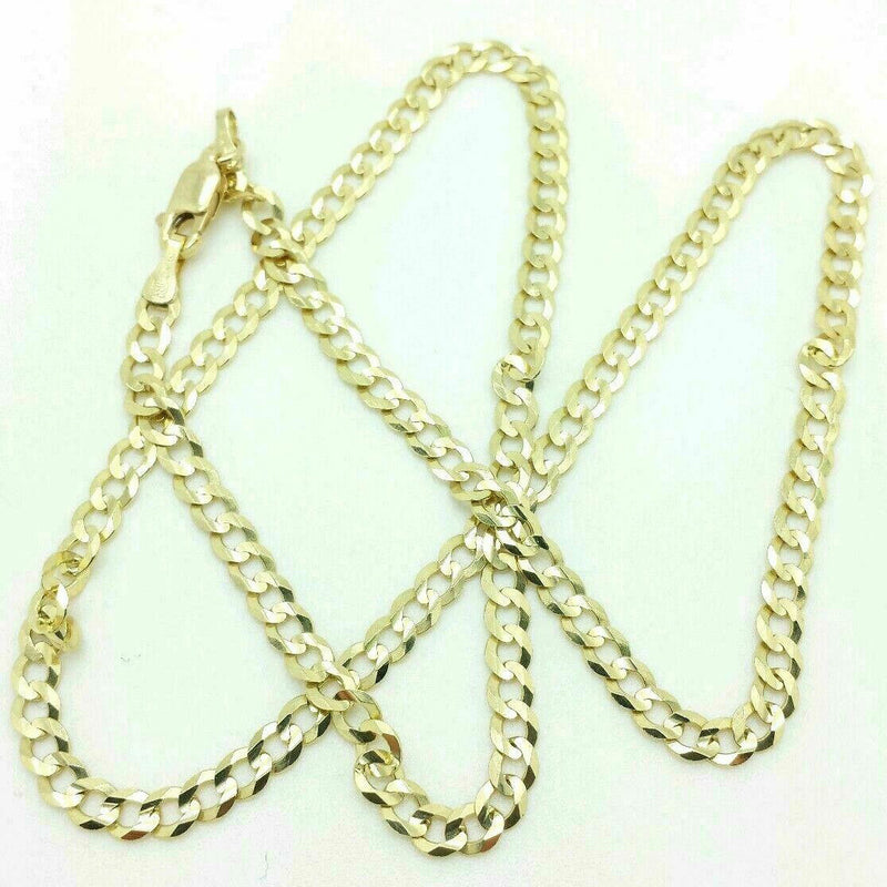 18K Solid Gold Cuban Chain Necklace Men Women 4mm Necklaces 6" - DailySale