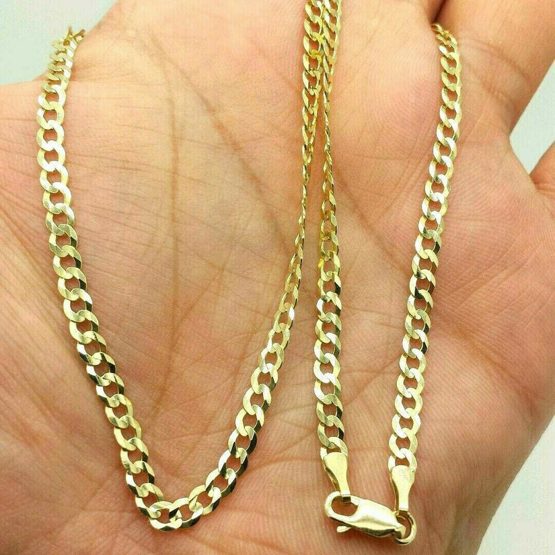 18K Solid Gold Cuban Chain Necklace Men Women 4mm Necklaces - DailySale
