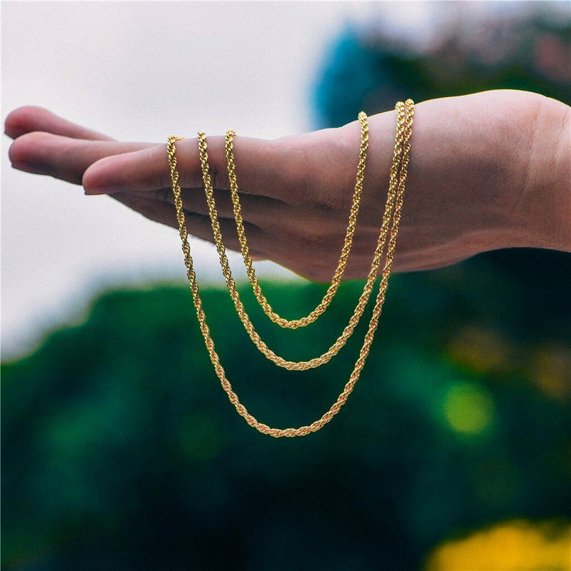 18K Solid Gold Rope Chain Necklace Necklaces - DailySale