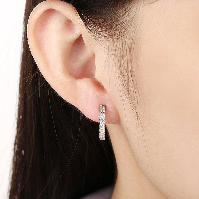 18K White Gold and Swarovski Element Crystal Petite Earrings Jewelry - DailySale