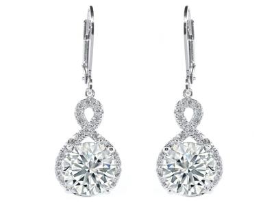 18K White Gold Infinity Crystal Drop Earrings Jewelry - DailySale