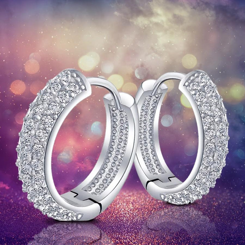 18K White Gold Micro Pave Petite Huggie Earrings Jewelry - DailySale
