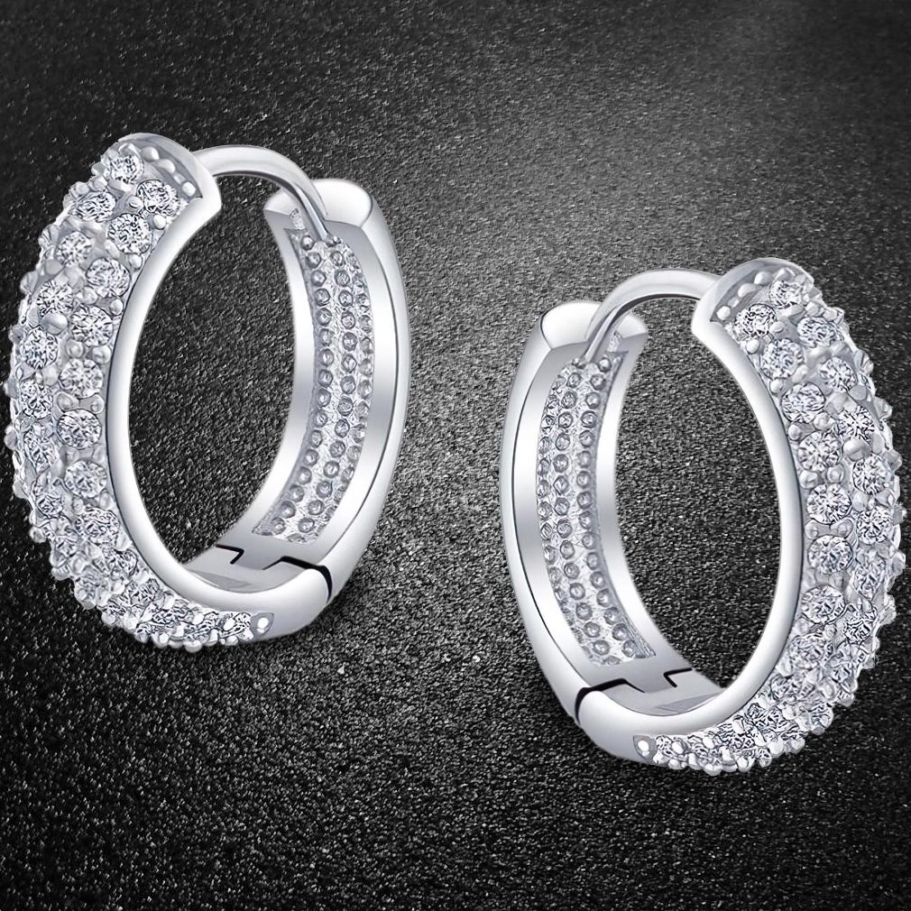 18K White Gold Micro Pave Petite Huggie Earrings Jewelry - DailySale