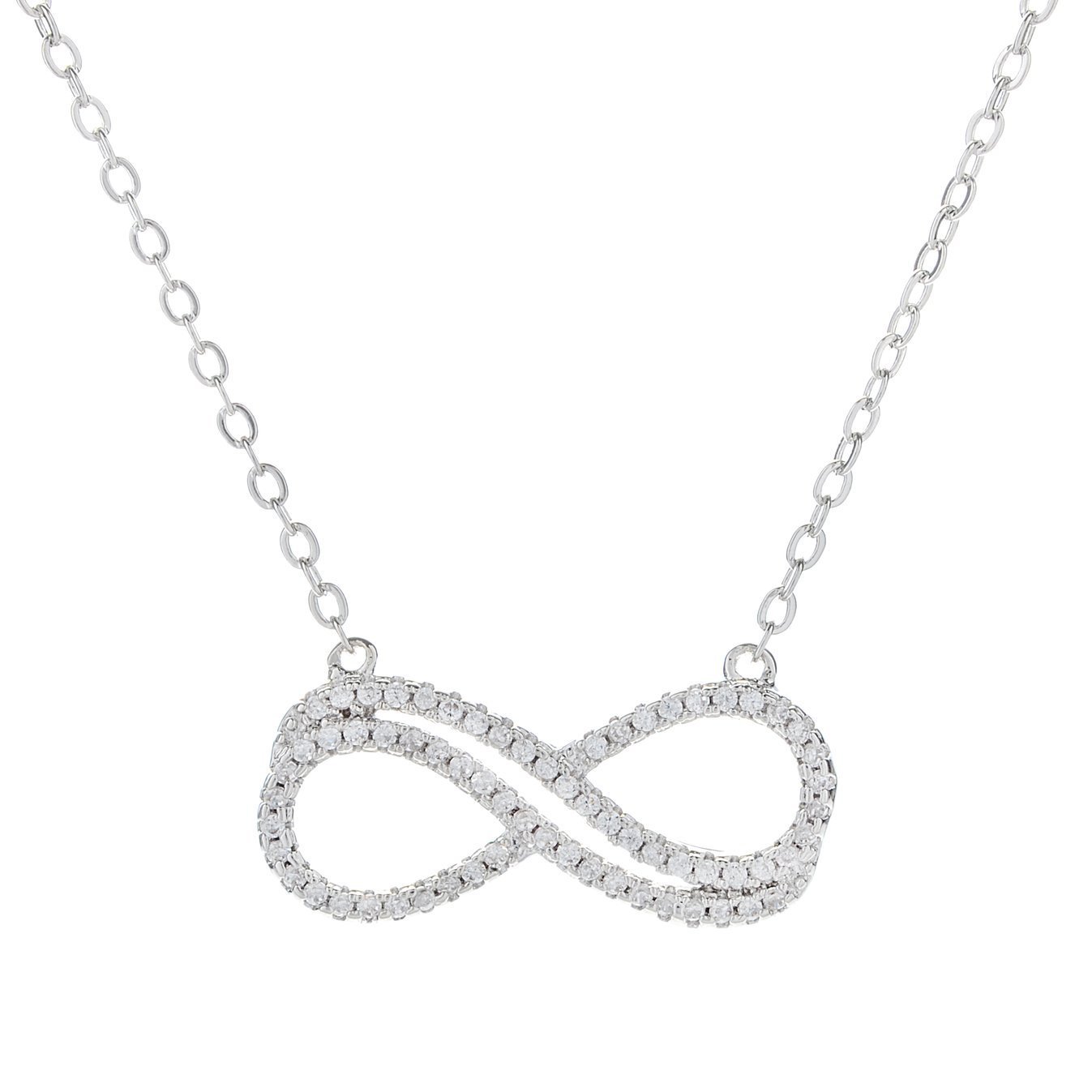 18K White Gold Plated Double Infinity Necklace Necklaces - DailySale