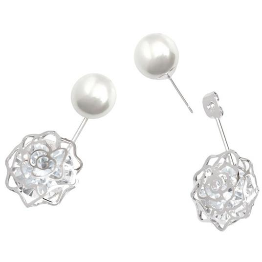 18K White Gold Plated Shell Pearl and Swarovski Elements Earrings Jewelry - DailySale