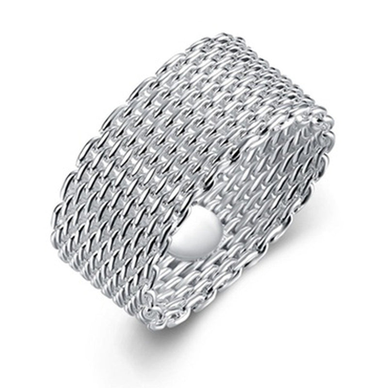 18K White Gold Plated Sleek Mesh Wire Ring Jewelry 10 - DailySale