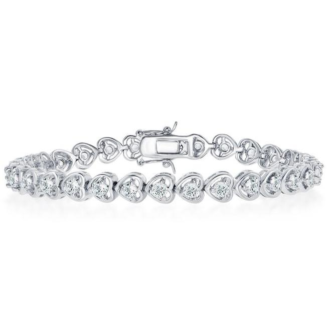 18K White Gold Plated Tennis Bracelets Bracelets Bezel Heart - DailySale