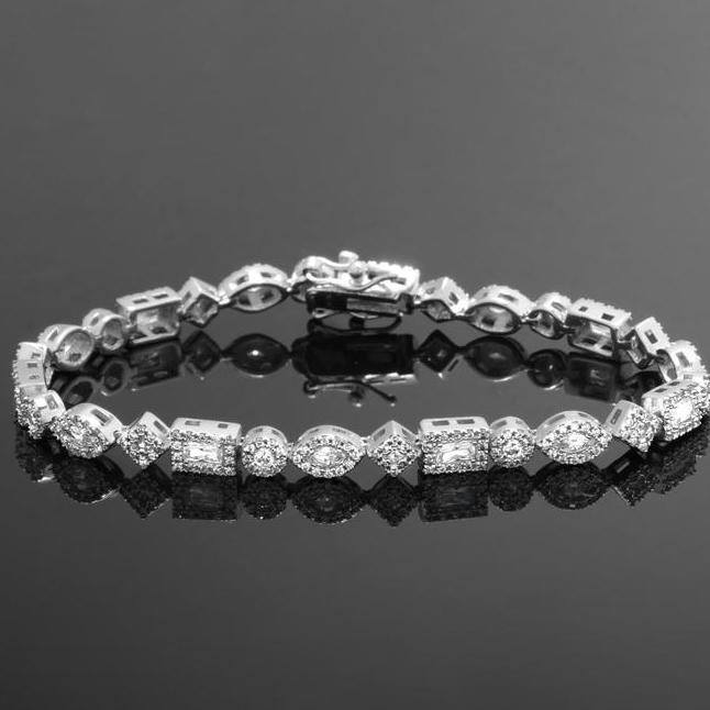 18K White Gold Plated Tennis Bracelets Bracelets Multi Shape - DailySale