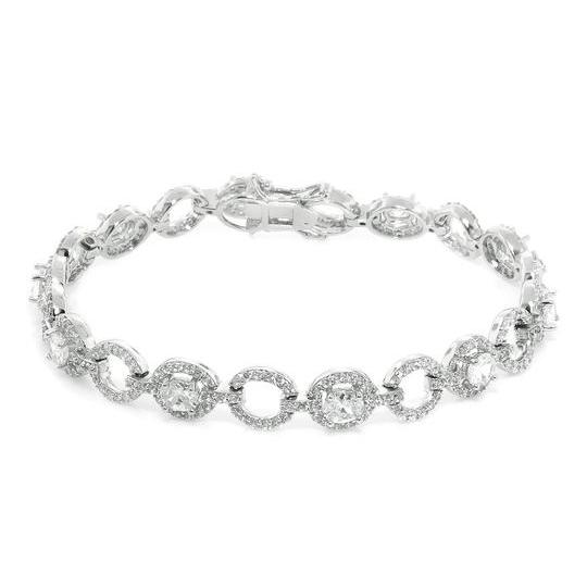 18K White Gold Plated Tennis Bracelets Bracelets Oval Open Link - DailySale