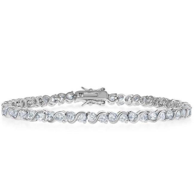 18K White Gold Plated Tennis Bracelets Bracelets Round Swirl - DailySale