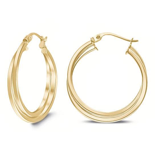 18K Yellow Gold Inter-Wind Hoop Earrings Earrings - DailySale