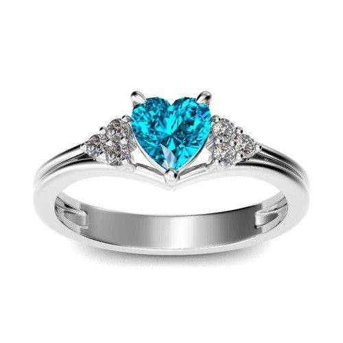 18kt White Gold-Plated Lab Created Blue Topaz Heart Shaped Ring Rings 6 - DailySale
