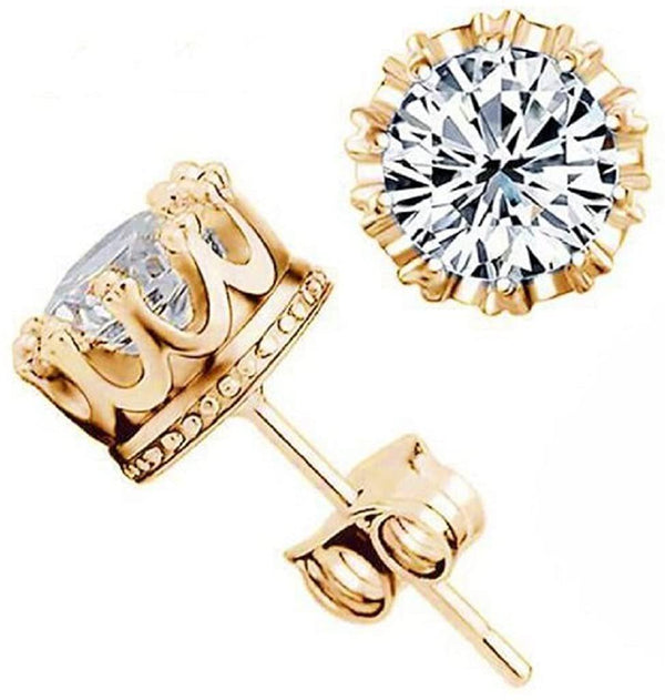 18kt Yellow Gold Plated Crown Stud Earrings Jewelry - DailySale