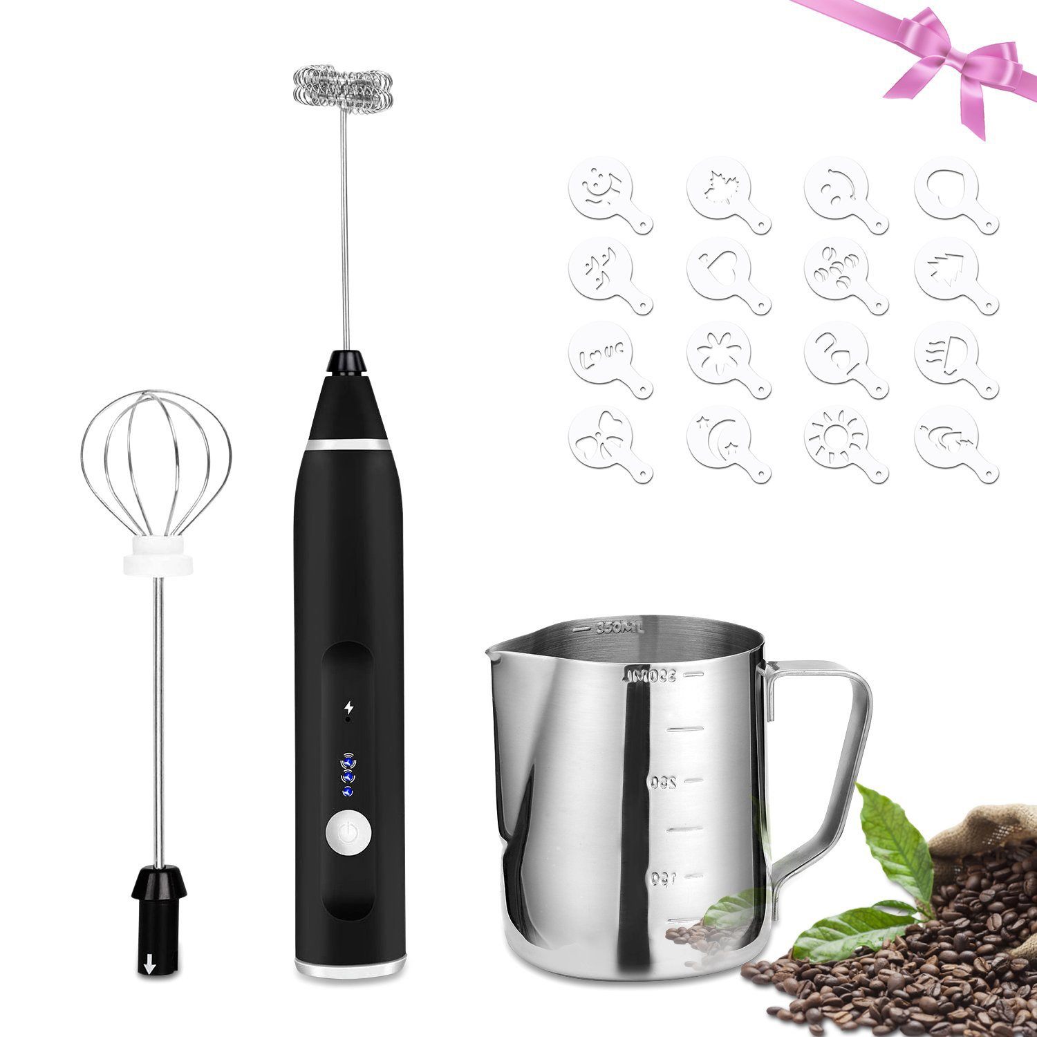 19-Pack: USB Electric Milk Coffee Frother Pitcher Set Kitchen & Dining - DailySale