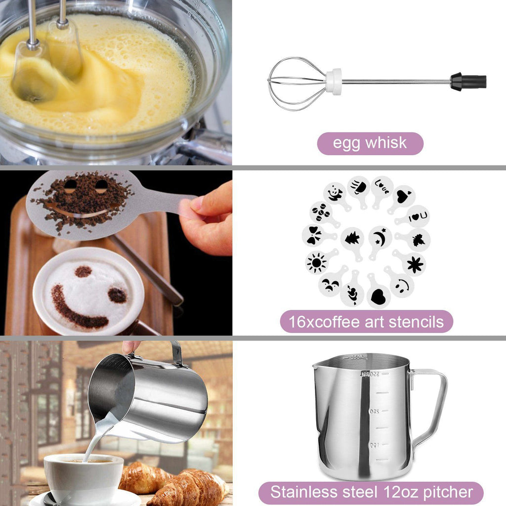 19-Pack: USB Electric Milk Coffee Frother Pitcher Set