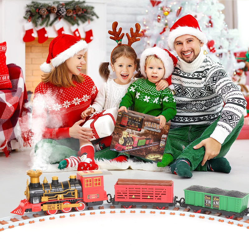 193-Piece: Electric Train Set Steam Locomotive Passenger Coach Coal Car Christmas Train Toys & Games - DailySale