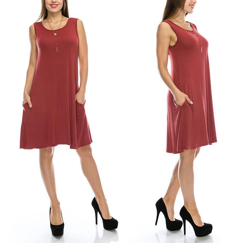 Sleeveless Tunic Dress with Pockets - Assorted Colors & Sizes - DailySale, Inc