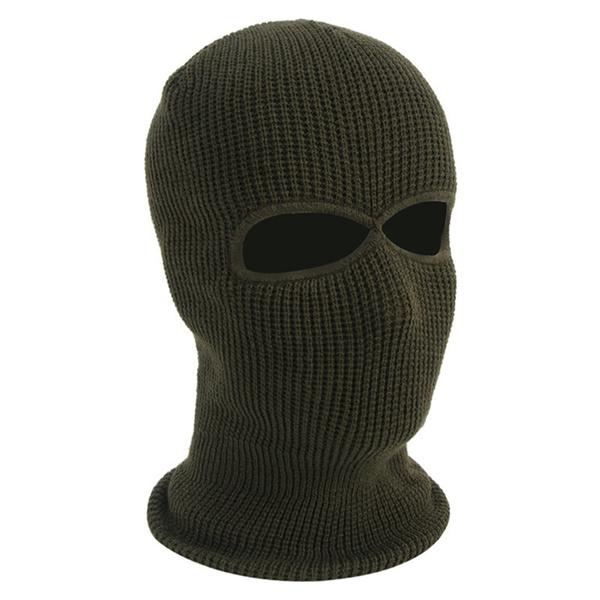 2 Holes Full Face Cover Hood Knitted Balaclava Face Mask Sports & Outdoors Army Green - DailySale