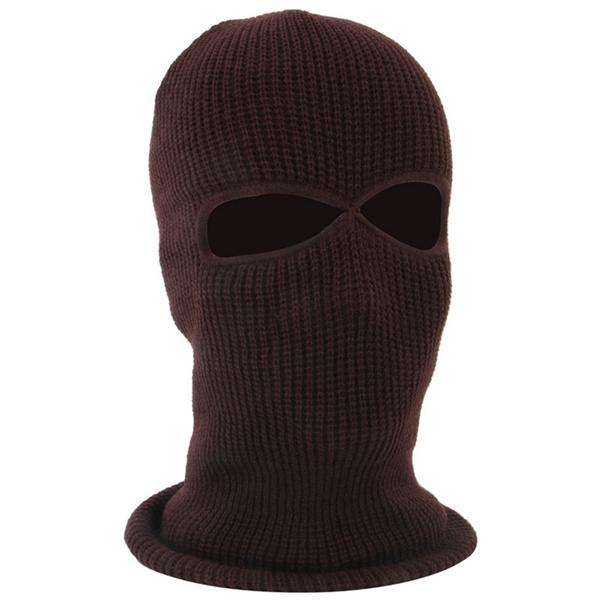 2 Holes Full Face Cover Hood Knitted Balaclava Face Mask Sports & Outdoors Coffee - DailySale