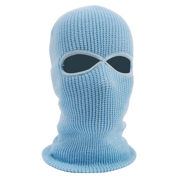 2 Holes Full Face Cover Hood Knitted Balaclava Face Mask Sports & Outdoors Sky Blue - DailySale