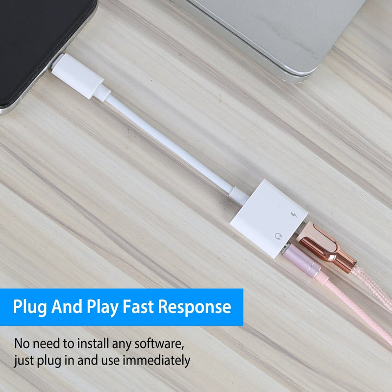 2-in-1 3.5mm Headphone Adapter Charger Audio Splitter Dongle Mobile Accessories - DailySale