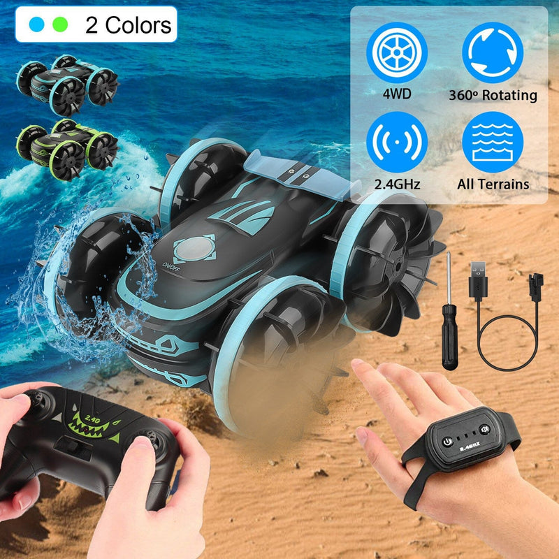 2-in-1 Amphibious RC Car Toy 4GHz 4WD Double-sided 360° Rotating Stunt Car Toys & Games - DailySale