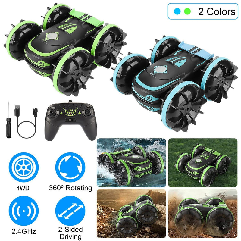 2-in-1 Amphibious RC Car Toy 4GHz 4WD Double-sided 360° Rotating Stunt Car Toys & Games - DailySale