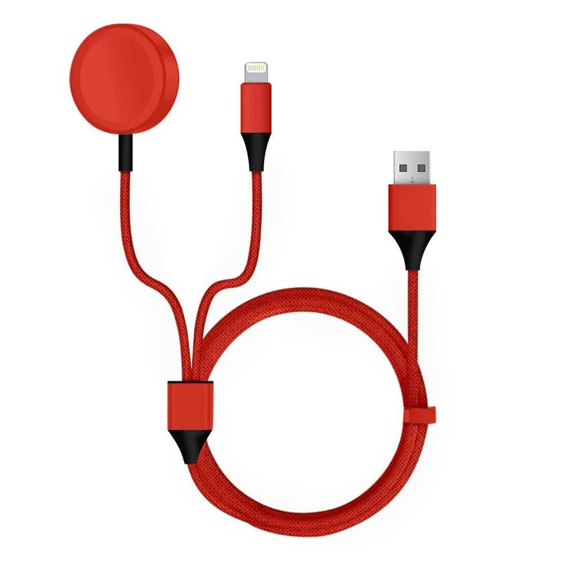 2-in-1 Apple Watch and iPhone Charger Mobile Accessories Red - DailySale