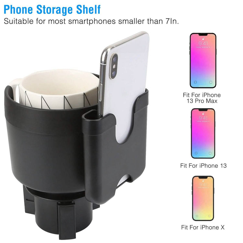 2-in-1 Car Cup Holder with Phone Holder Adjustable Base Automotive - DailySale