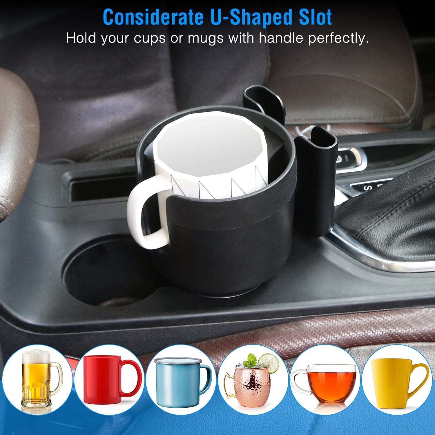 2-in-1 Car Cup Holder with Phone Holder Adjustable Base Automotive - DailySale