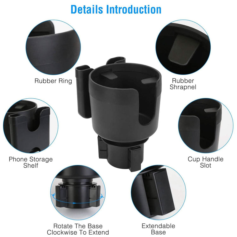 2-in-1 Car Cup Holder with Phone Holder Adjustable Base Automotive - DailySale